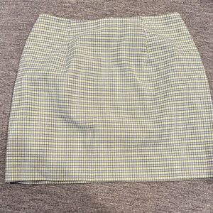 Checked Mini Skirt in Yellow and Blue - Clean Tailored Design